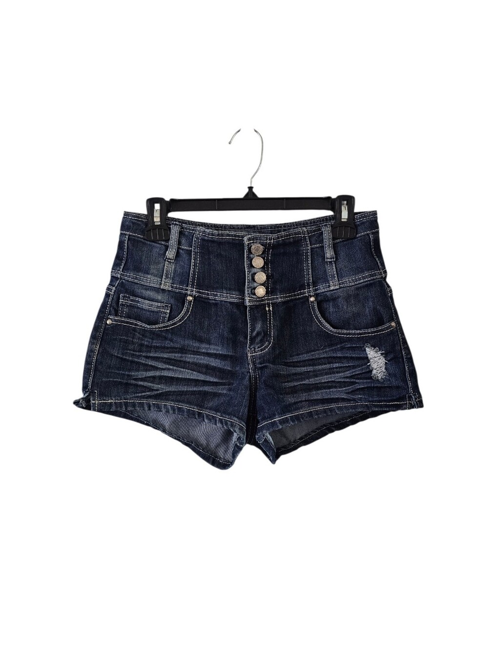 Almost Famous Vintage Y2k 4 Button Jean Shorts Size 9 Mid High Rise Dark Wash